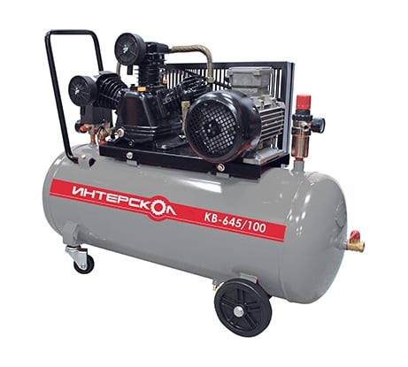 Воздушный масляный компрессор с ременным приводом Интерскол КВ-645/100 248.1.1.00