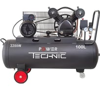 Ременной, масляный компрессор POWER TECHNIC 220В, 2200Вт, 2850 об.мин., 460 л/мин, 100 л, 0-10 бар, выходы 3 шт., фильтр влагоотделитель ACB460/100