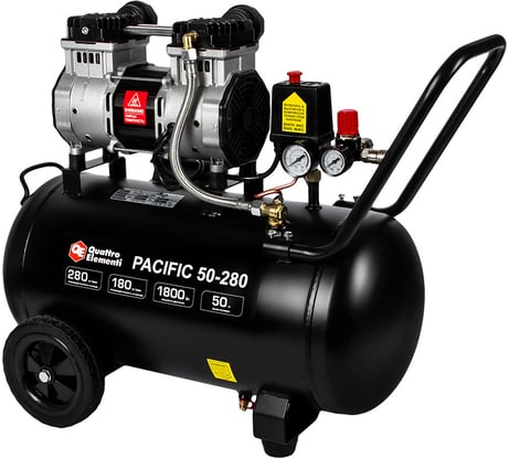 Безмасляный поршневой компрессор QUATTRO ELEMENTI PACIFIC 50-280 280 л/мин, 50 л, 2.5 л.с, 8 бар 915-342
