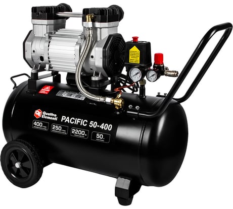 Безмасляный поршневой компрессор QUATTRO ELEMENTI PACIFIC 50-400 400 л/мин, 50 л, 3 л.с, 8 бар 915-359