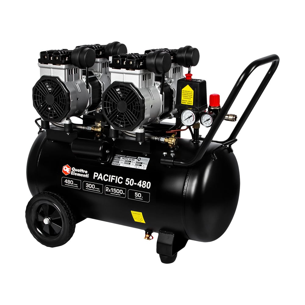 БезмасляныйпоршневойкомпрессорQUATTROELEMENTIPACIFIC50-480480л/мин,50л,3.5л.с,8бар915-366