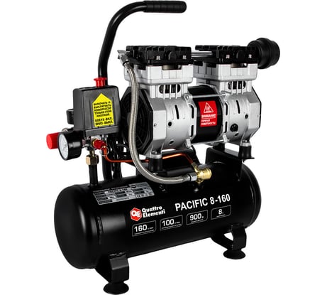 Безмасляный поршневой компрессор QUATTRO ELEMENTI PACIFIC 8-160 160 л/мин, 8 л, 1.2л.с, 8 бар 915-328