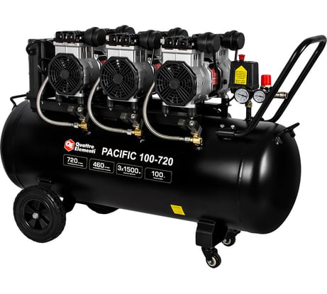 Безмасляный поршневой компрессор QUATTRO ELEMENTI PACIFIC 100-720 720 л/мин, 100 л, 5.5 л.с, 8 бар 915-380