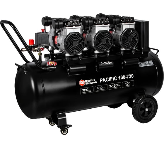Безмасляный поршневой компрессор QUATTRO ELEMENTI PACIFIC 100-720 720 л/мин, 100 л, 5.5 л.с, 8 бар 915-380