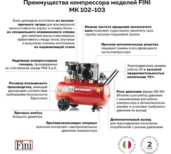 Электрокомпрессор FINI MK 102-90-2M 100333375