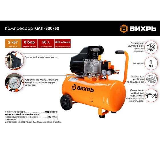 Компрессор Вихрь КМП-300/50 74/3/4