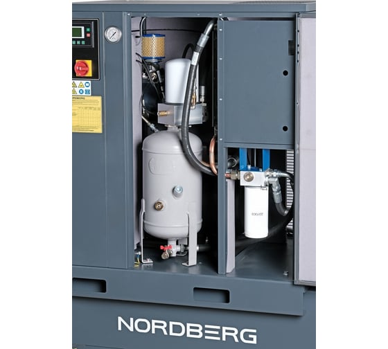 Винтовой компрессор NORDBERG 15кВт, 10Бар, 2250 л/мин, ресивер 500 л, осушитель NCS500/2100-10D 01-00000021