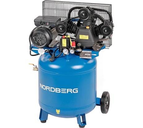 Вертикальный поршневой компрессор с ременной передачей NORDBERG 220В, ресивер 100 л, 360л/мин NCEV100/360