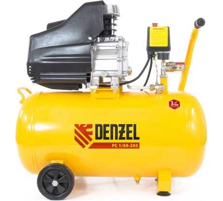 Пневматический компрессор 1,5 кВт, 206 л/мин, 50 л Denzel 58066