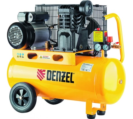 Компрессор Denzel PC 2/50-400, Х-PRO, масляный, ременной, 10 бар, произв. 400 л/мин, 2,3 кВт, 220 В 58094