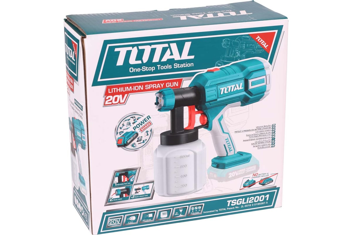 Аккумуляторный краскораспылитель TOTAL TSGLI2001 - выгодная цена .