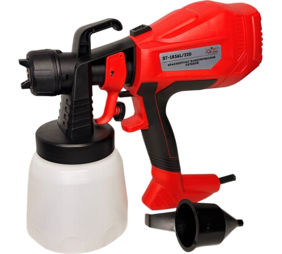 Электрический сетевой краскопульт AktiTool ST-1836L сопла 1.5, 1.8, 2.0, 2.5 мм, нижн. бачок 1 л, 220 ST-1836L/220V