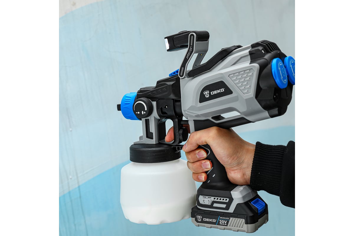 Краскопульт аккумуляторный DEKO DKSG20, 20В, 1200 мл, 1*3.0Ач 085-1002 ...