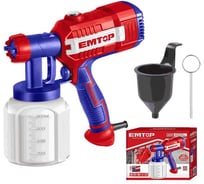 Краскораспылитель EMTOP напряжение: 220-240 В 50/60 Гц, потребляемая мощность: 450 Вт, давление распыления: 0,1-0,2 бар, максимальный расход: 380 мл/мин ESGN35001