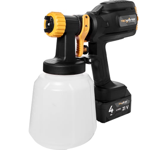 Краскопульт TECMASTER T1250 с ДВУМЯ аккумуляторами з.у. и комплектом форсунок 1251250