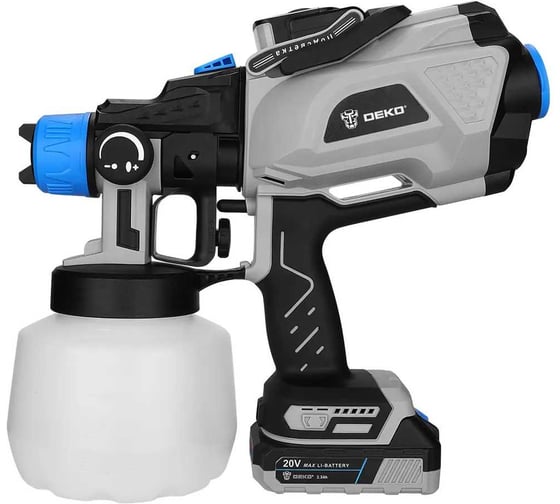 Краскопульт аккумуляторный DEKO DSG20K2 PRO, 20В, 1200мл, 1x2.3Ач 084-0013 1