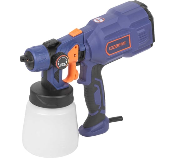 Распылитель электрический MAX-PRO 550 Вт, 2,5 мм, 800 мл, 60 din/сек, 700 мл/мин, 1,3 кг, HVLP, коробка 85266