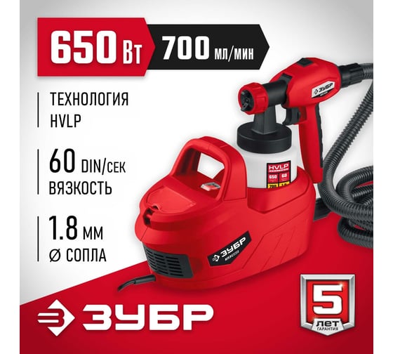 Электрический краскопульт ЗУБР 650 Вт КПЭ-650