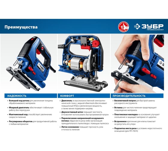 Электрический лобзик Зубр Профессионал, 500 Вт, кейс ЛП-500 К ...
