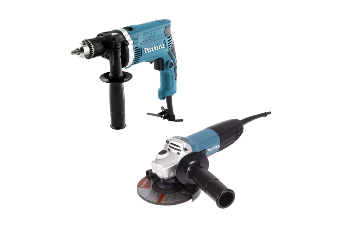 Набор Makita DK0123: углошлифовальная машина GA5030 + ударная дрель HP1630