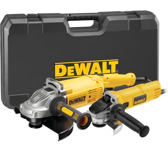Набор угловых шлифмашин Dewalt DWE492TWIN2: DWE492, 2200 Вт, 230 мм + DWE4157, 900 Вт, 125 мм, в кейсе () DWE492TWIN2-QS