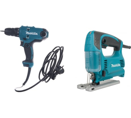 Набор электроинструментов Makita DK0166: дрель-шуруповерт DF0300 + лобзик 4329