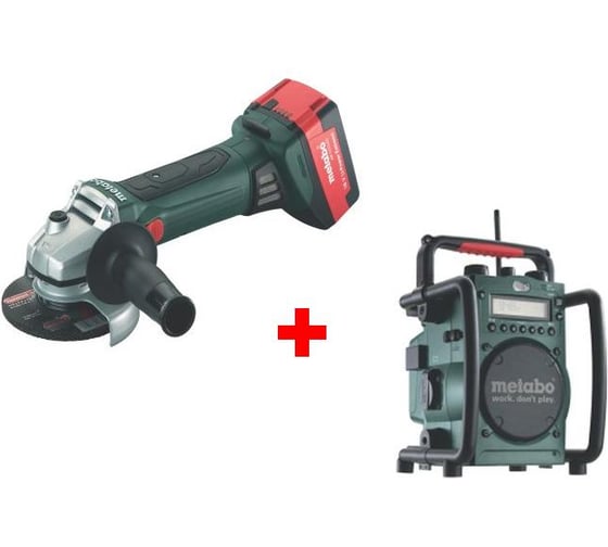 Аккумуляторный набор Metabo: угловая шлифмашина W 18 LTX 125 + строительный радиоприёмник RC 14.4-18 690592000