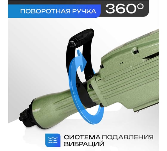 Бетонолом / отбойный молоток электрический для долбления Electrolite ОМ-65 2200 Вт, 65 Дж, металлический корпус, пика и лопатка в комплекте, кейс 2479