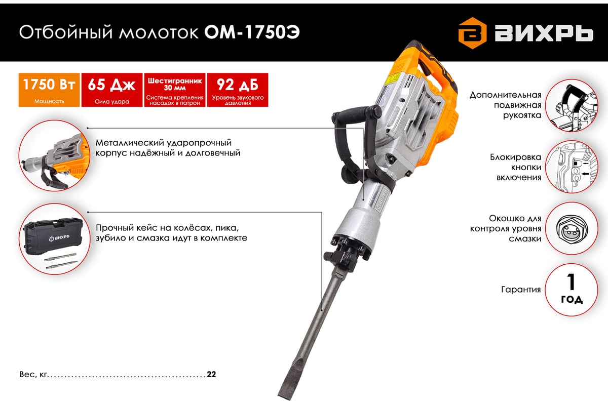 Отбойный молоток Вихрь ОМ-1750Э 72/23/1 - выгодная цена, отзывы .