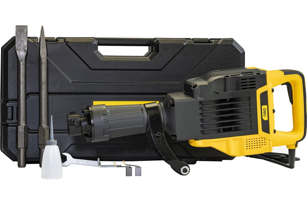 Отбойный молоток DELI DL-DG15-E1 1900вт, 55Дж, 2000уд/мин, кейс, пика и ...