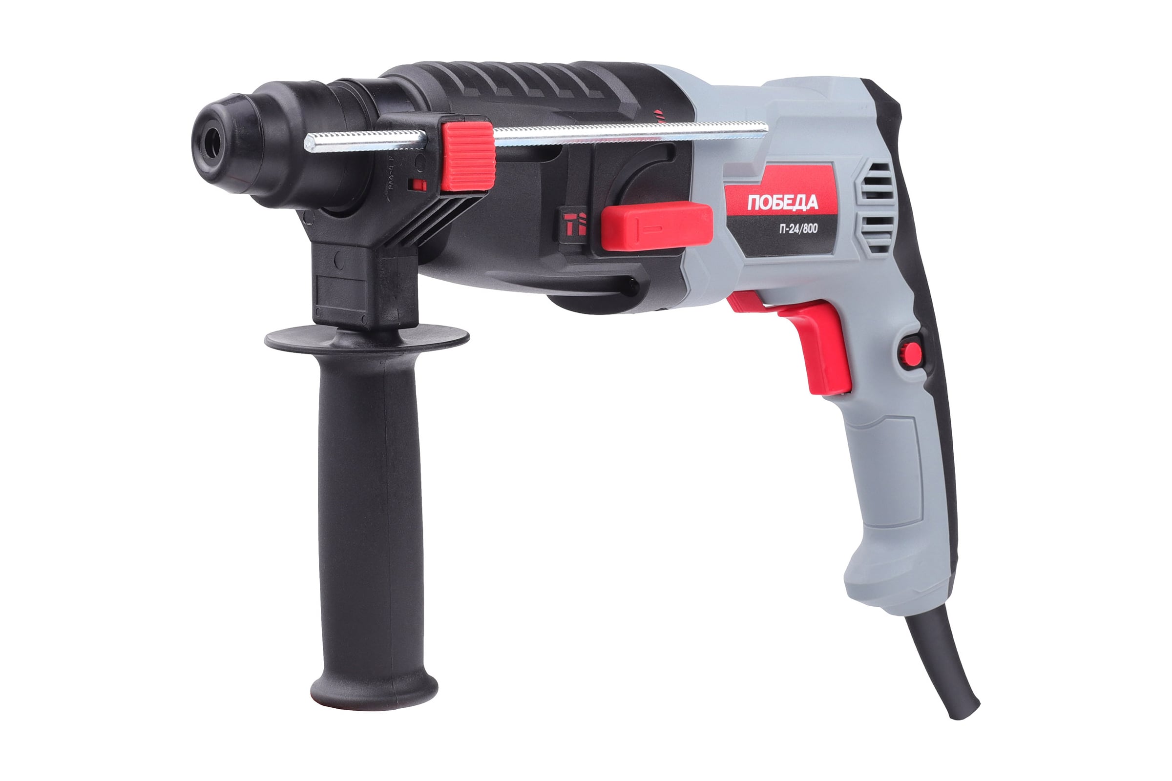 ПерфораторПОБЕДАП-24800SDS+800Вт1200обмин5300удмин,максдиаметрбурения24мм,дополнительнаярукояткаглубиномеркейс140300987