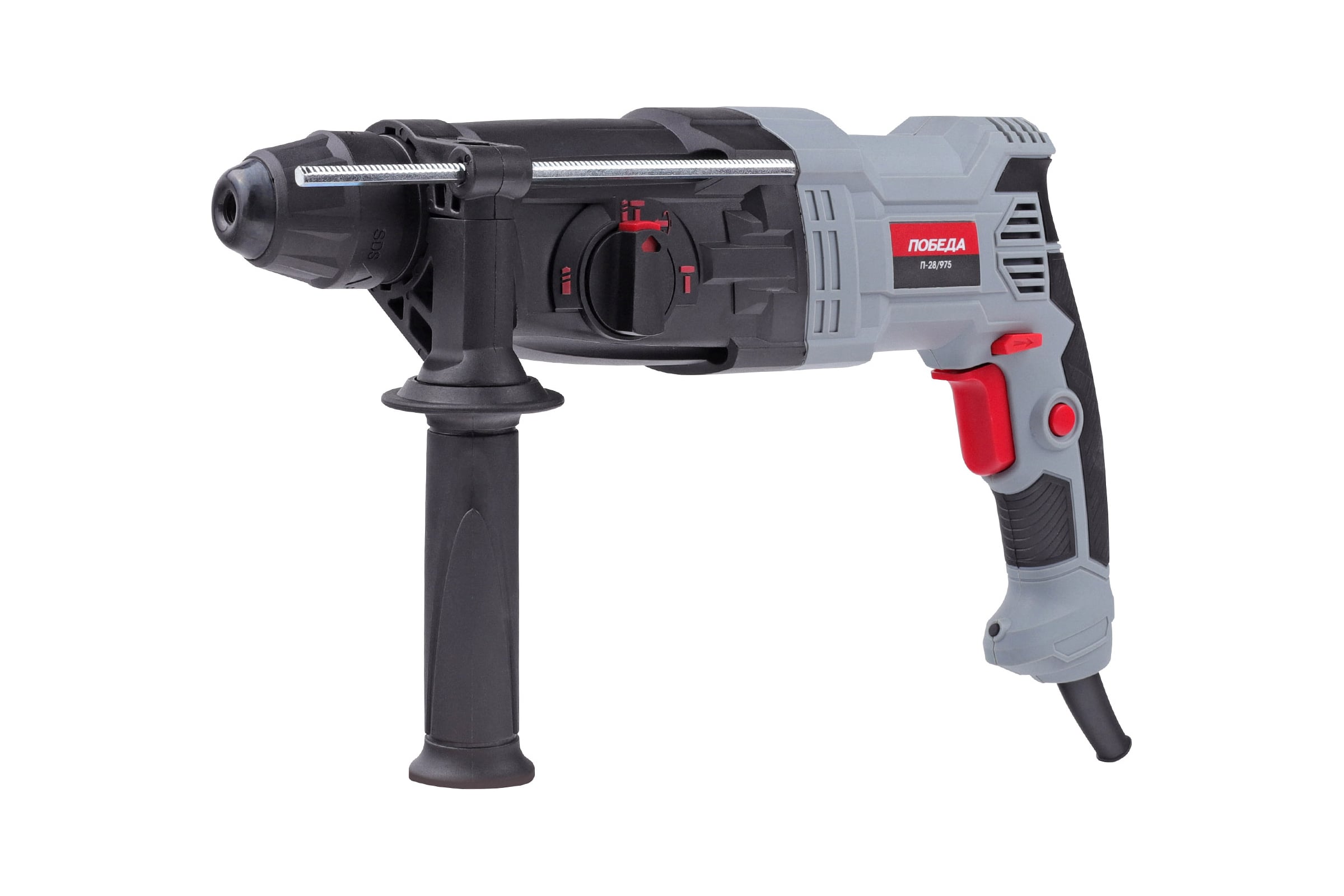 ПерфораторПОБЕДАП-28975SDS+975Втмаксдиаметрбурения28мм,1200обмин,5300уд/мин,дополнительнаярукояткаглубиномер,кейс140300985