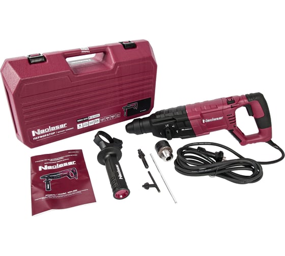 Перфоратор NeoLaser NRH-800 800Вт, патрон SDS-Plus, 3+1 реж.,3,8Дж, 0-5500уд/мин + рулетка измерительная NL02001/NL0010