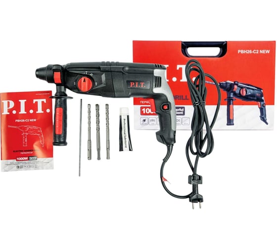 Перфоратор P.I.T. SDS-Plus электрический гор, 1000Вт, 3,2дж, 3 режима, 26мм, пластиковый кейс PBH26-C2 NEW 1
