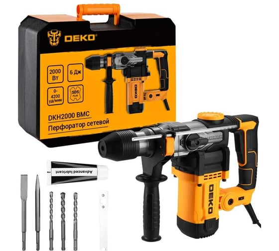 Перфоратор сетевой DEKO DKH2000W в кейсе, 2000Вт, 6Дж 086-1016 1