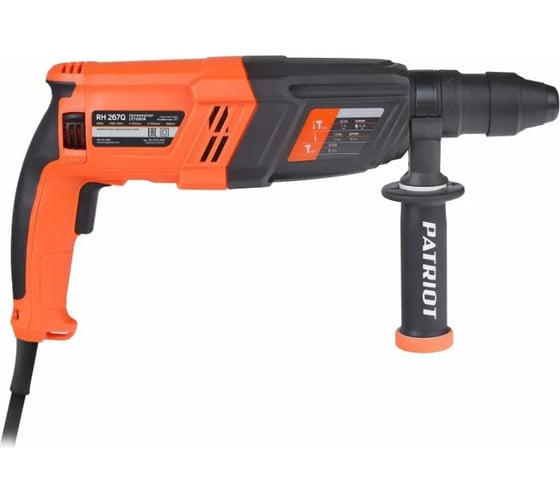 Перфоратор PATRIOT RH 267Q SDS+, мощность 825 Вт, 2.8 Дж, 3 режима работы, макс.диаметр 26 мм, быстросменный патрон QCC, набор буров и долот, глубиномер, кейс 140301328