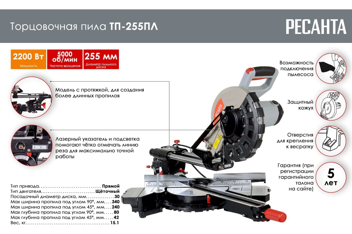 Торцовочная Пила Ресанта Тп 255пл Купить