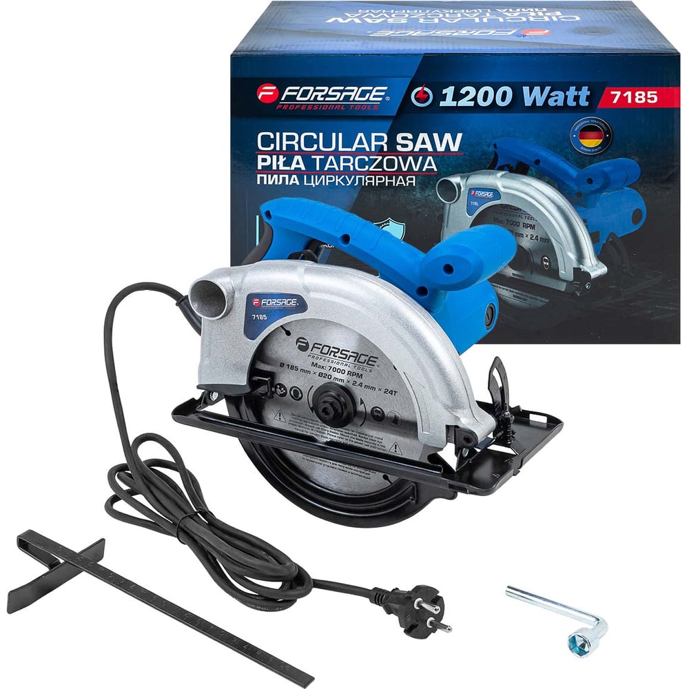 Пила циркулярная Forsage (1200Вт, 5500 об/мин, размер диска 185х20х2 ...