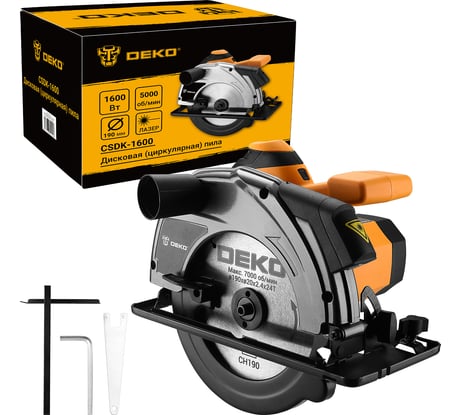 Дисковая (циркулярная) пила DEKO CSDK-1600, 1600Вт, 190мм диск 085-1151