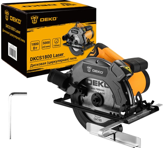 Дисковая (циркулярная) пила DEKO DKCS1800 Laser 1800Вт, 190мм диск, лазерный указатель 063-4192
