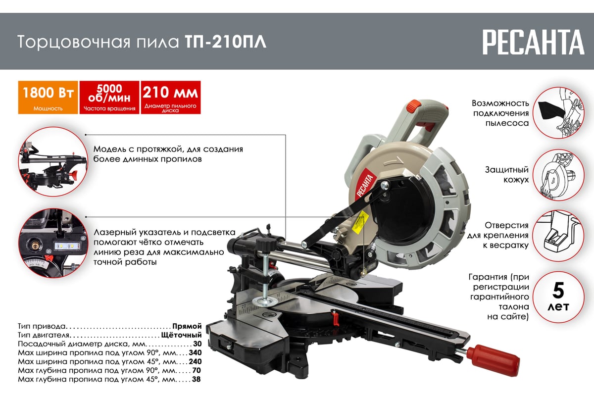 Торцовочная Пила Ресанта Тп 255пл Купить