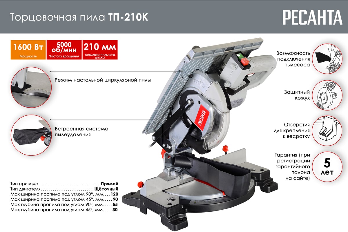 Торцовочная Пила Ресанта Тп 255пл Купить