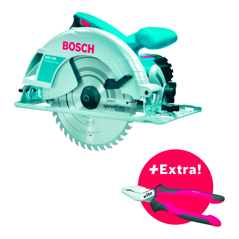 Циркулярная пила Bosch GKS 190 + универсальные плоскогубцы Wiha 0.615. ...