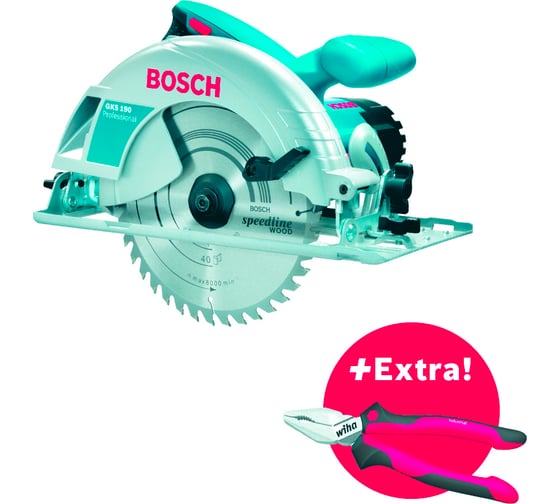 Циркулярная пила Bosch GKS 190 + универсальные плоскогубцы Wiha 0.615.990.K33 1