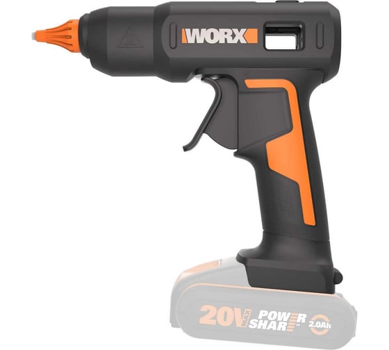 Аккумуляторный клеевой пистолет WORX 20 В, без акб и зу WX045.9