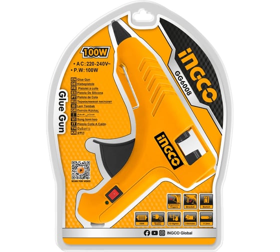 Клеевой пистолет INGCO 100 Вт GG6008