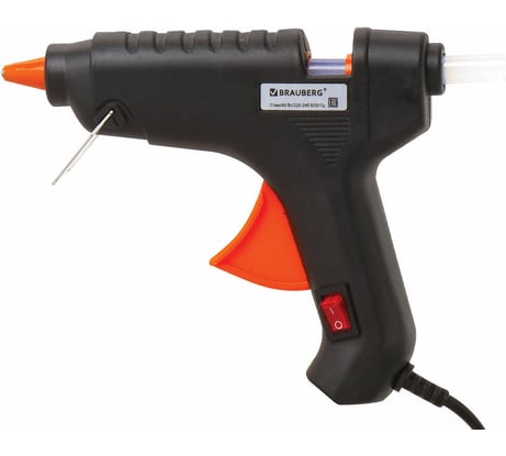 Клеевой пистолет BRAUBERG 60Вт для стержня 11 мм, с выключателем, в блистере, 671053