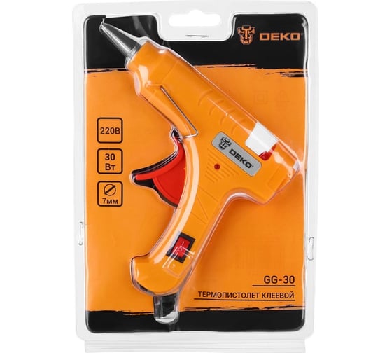 Клеевой термопистолет DEKO GG-30 SET2, 30 Вт, с набором стержней (12 шт, 7 мм) 084-1093