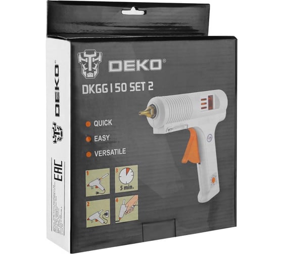 Клеевой термопистолет DEKO DKGG150 150Вт, SET2, с функцией THERMAL CONTROL, набор клеевых стержней 063-4973