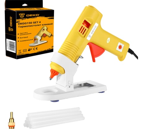 Клеевой термопистолет DEKO DKGG150 150ВТ, SET4, с функцией THERMAL CONTROL, подставка, набор стержней 063-4974